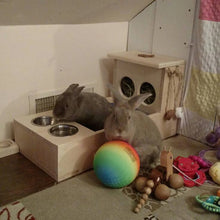 Load image into Gallery viewer, XL rabbit Hay Feeder with Litter Box and Bowls
