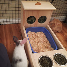 Load image into Gallery viewer, XL rabbit Hay Feeder with Litter Box and Bowls
