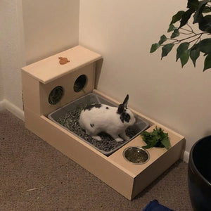 XL rabbit Hay Feeder with Litter Box and Bowls