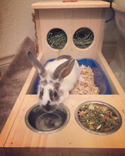 Load image into Gallery viewer, XL rabbit Hay Feeder with Litter Box and Bowls
