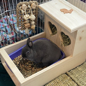 Rabbit Hay Feeder With Litter Box, Heart Shaped Hay Holes