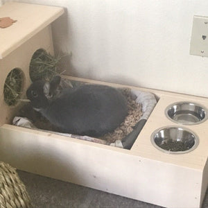 Rabbit Hay Feeder With Litter Box, Food and Water Bowls