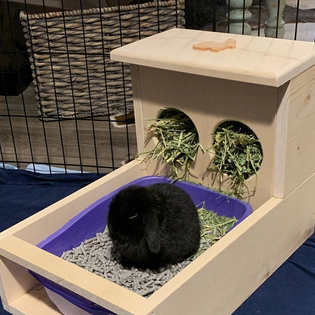 Rabbit Hay Feeder With Litter Box – BunnyRabbitShop