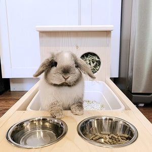 Rabbit Hay Feeder With Litter Box, Food and Water Bowls